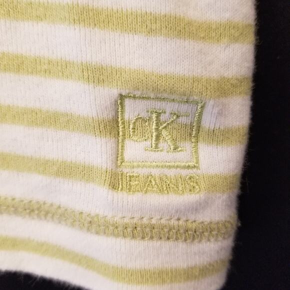 Calvin Klein White Green Stripe Crop Top Stretch Cotton  XL - Picture 7 of 8